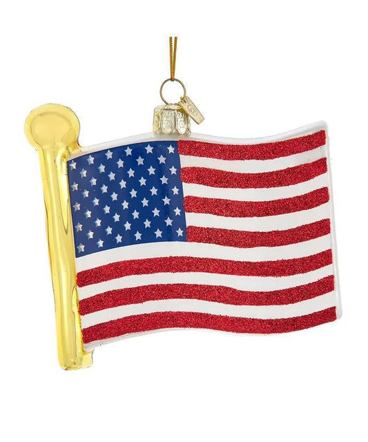 American Flag Glass Ornament – 4.5 - Inch Noble Gems - Tree Treasures