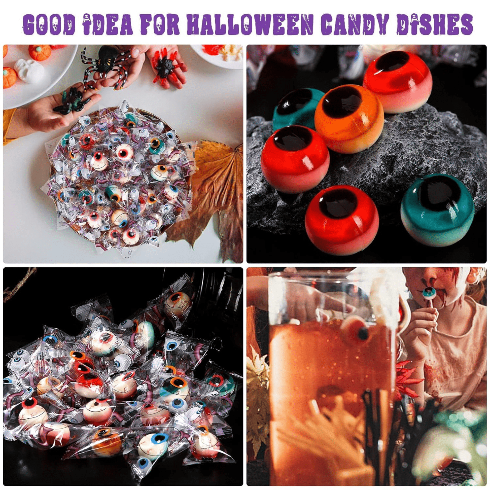 AMOS 4D Gummy Eyeball Candy – Individually Wrapped 3D Halloween Treats (40 Count) - Tree Treasures