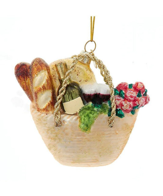 Basket with Bread Glass Ornament – 3.5 - Inch Noble Gems - Tree Treasures