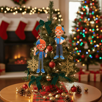Blippi Holiday Ornament Bundle – Includes Blow Mold & Decoupage Ornaments by Kurt Adler – Fun Christmas Decorations - Tree Treasures