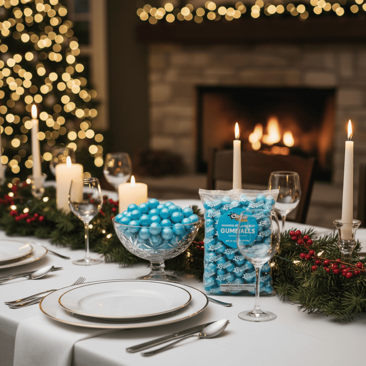 Blue Shimmer Gumballs 1 Inch – Bulk 120 Count – Mixed Fruit Flavor Bubble Gum Balls for Gumball Machine & Classy Party Buffets - Tree Treasures