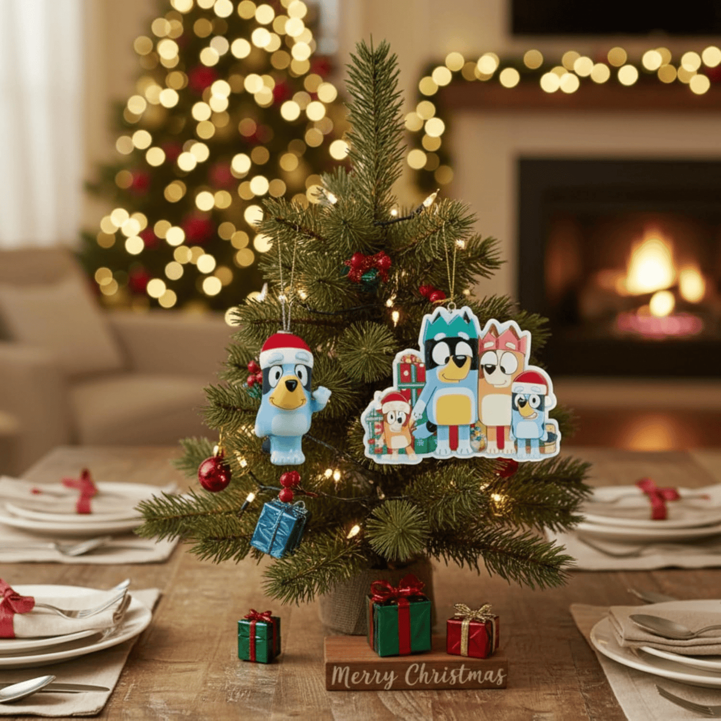 Bluey Christmas Ornament Bundle by Kurt Adler – Includes Double - Sided “Hooray It’s Christmas” Ornament & Bluey Decoupage Ornament – Official Licensed Holiday Tree Decorations for Kids & Families - Tree Treasures