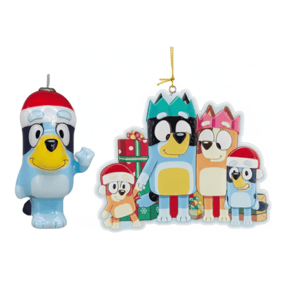 Bluey Christmas Ornament Bundle by Kurt Adler – Includes Double - Sided “Hooray It’s Christmas” Ornament & Bluey Decoupage Ornament – Official Licensed Holiday Tree Decorations for Kids & Families - Tree Treasures