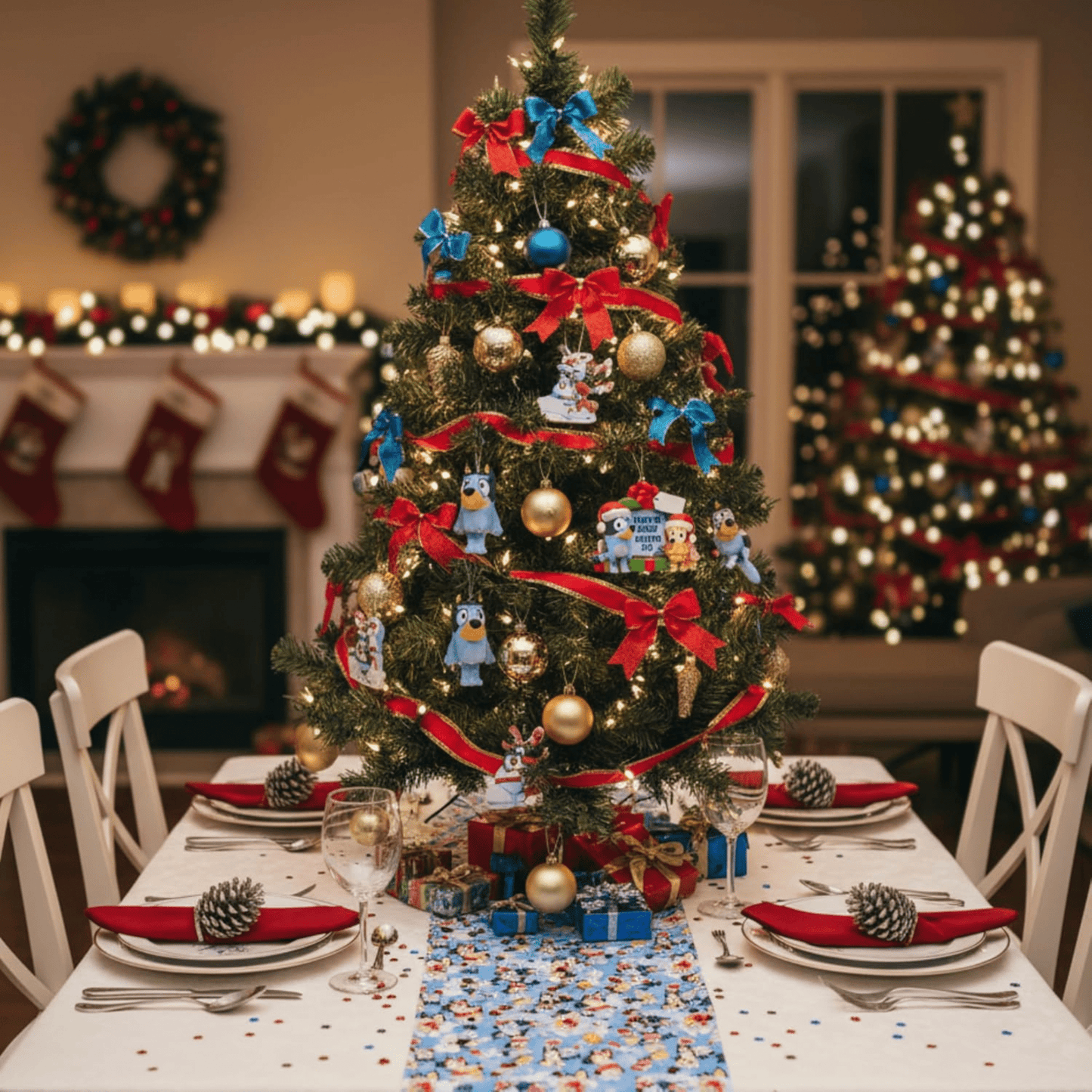 Bluey™ Christmas Ornament Set – 2 - Pack Featuring Decoupage Ornament & Picture Frame Keepsake - Tree Treasures