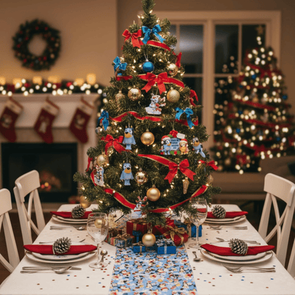 Bluey™ Christmas Ornament Set – 2 - Pack Featuring Decoupage Ornament & Picture Frame Keepsake - Tree Treasures