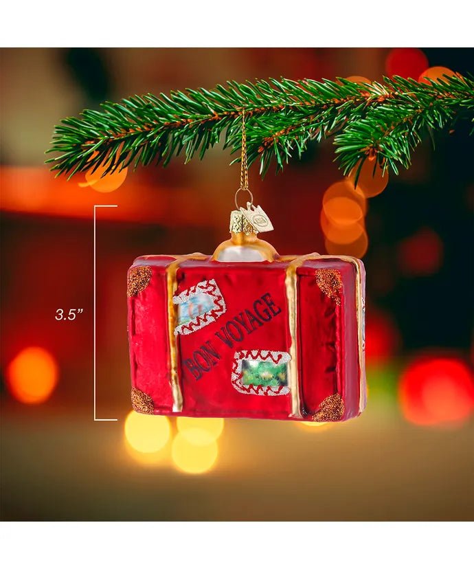 Bon Voyage Suitcase Ornament – 3.5 - Inch Noble Gems Glass - Tree Treasures