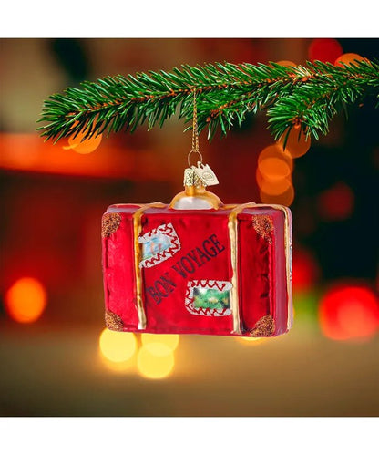 Bon Voyage Suitcase Ornament – 3.5 - Inch Noble Gems Glass - Tree Treasures
