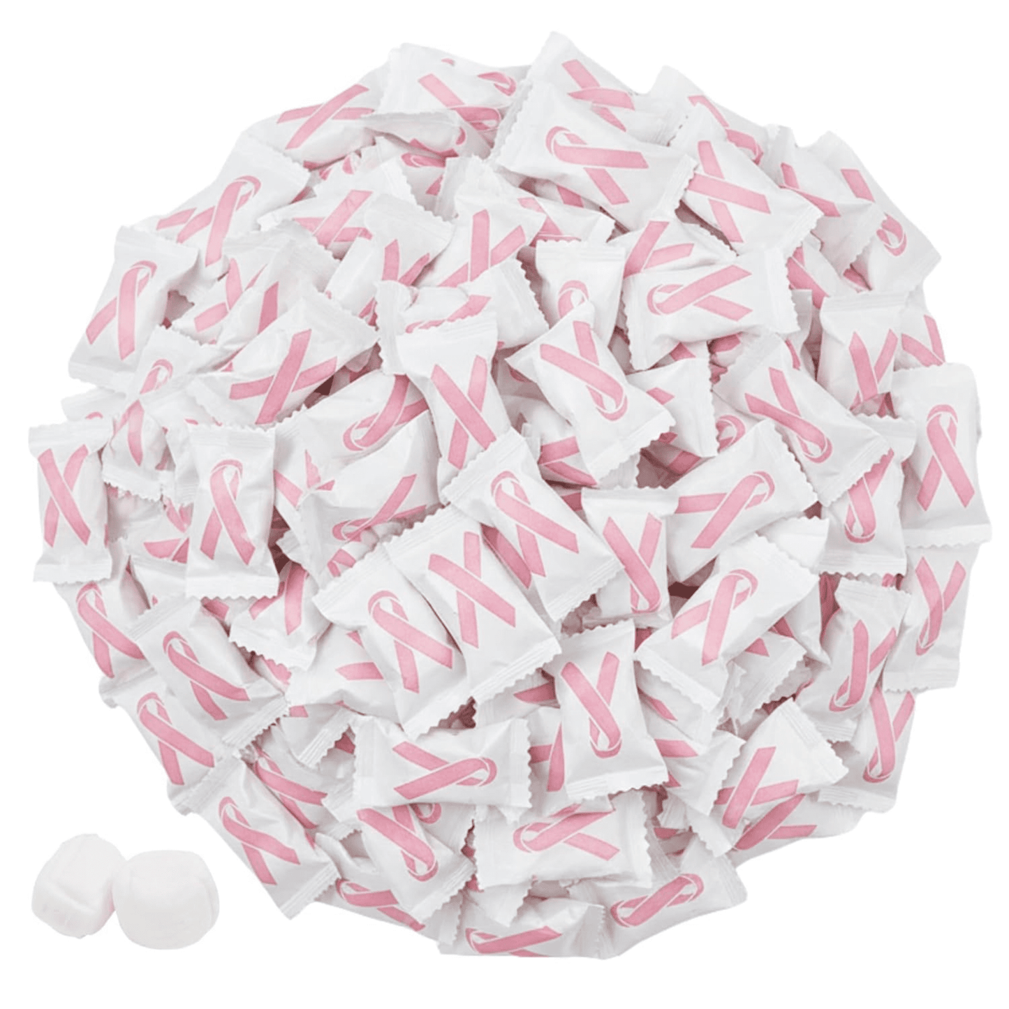 Breast Cancer Awareness Buttermints – 216 Count Bulk Candy Individually Wrapped – Individually Wrapped Candy Pink Butter Mints for Fundraisers, Thank You Gifts, Candy Buffet, After Dinner Treats & Party Decorations - Tree Treasures