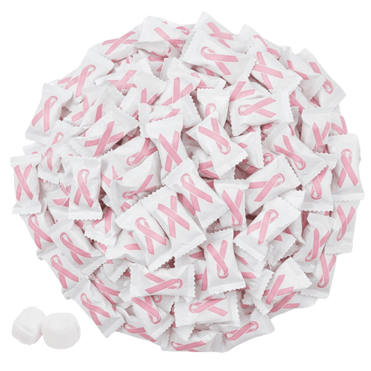 Breast Cancer Awareness Buttermints – 216 Count Bulk Candy Individually Wrapped – Individually Wrapped Candy Pink Butter Mints for Fundraisers, Thank You Gifts, Candy Buffet, After Dinner Treats & Party Decorations - Tree Treasures