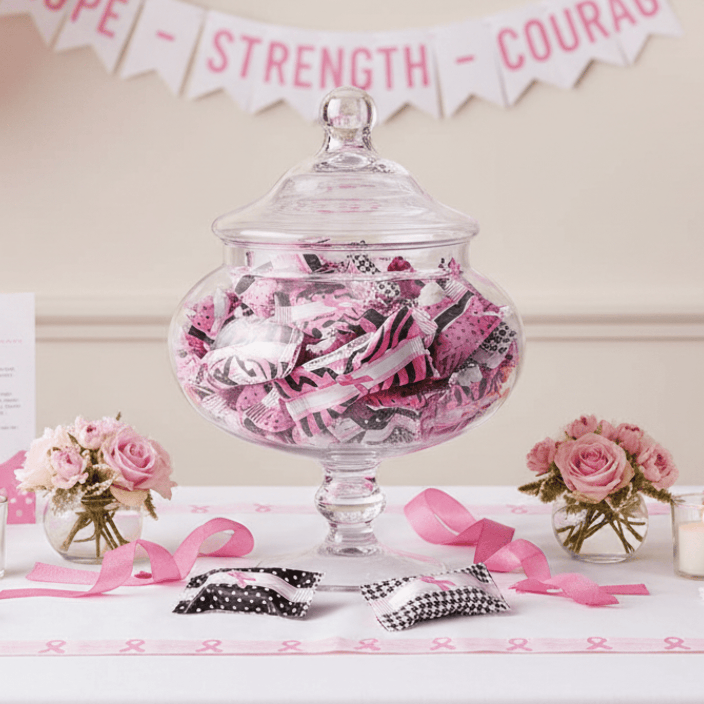 Breast Cancer Awareness Pink Buttermints – 216 - Count Bulk Individually Wrapped Candy for Events, Gifts, Fundraisers & Party Décor - Tree Treasures