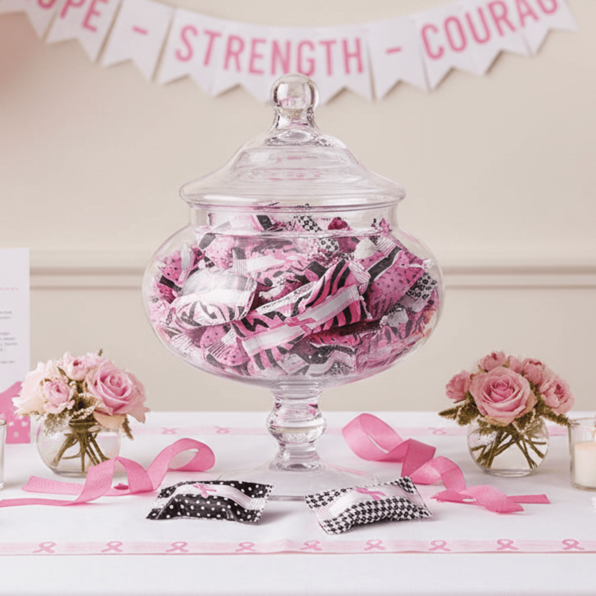 Breast Cancer Awareness Pink Buttermints – 216 - Count Bulk Individually Wrapped Candy for Events, Gifts, Fundraisers & Party Décor - Tree Treasures