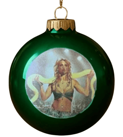 Britney Spears Snake Ornament – Amber or Emerald Shatterproof Ball - Tree Treasures
