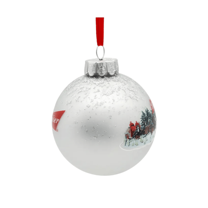 Budweiser® 80MM Glass Clydesdale Scene Ball Ornament – Classic Holiday Collectible - Tree Treasures