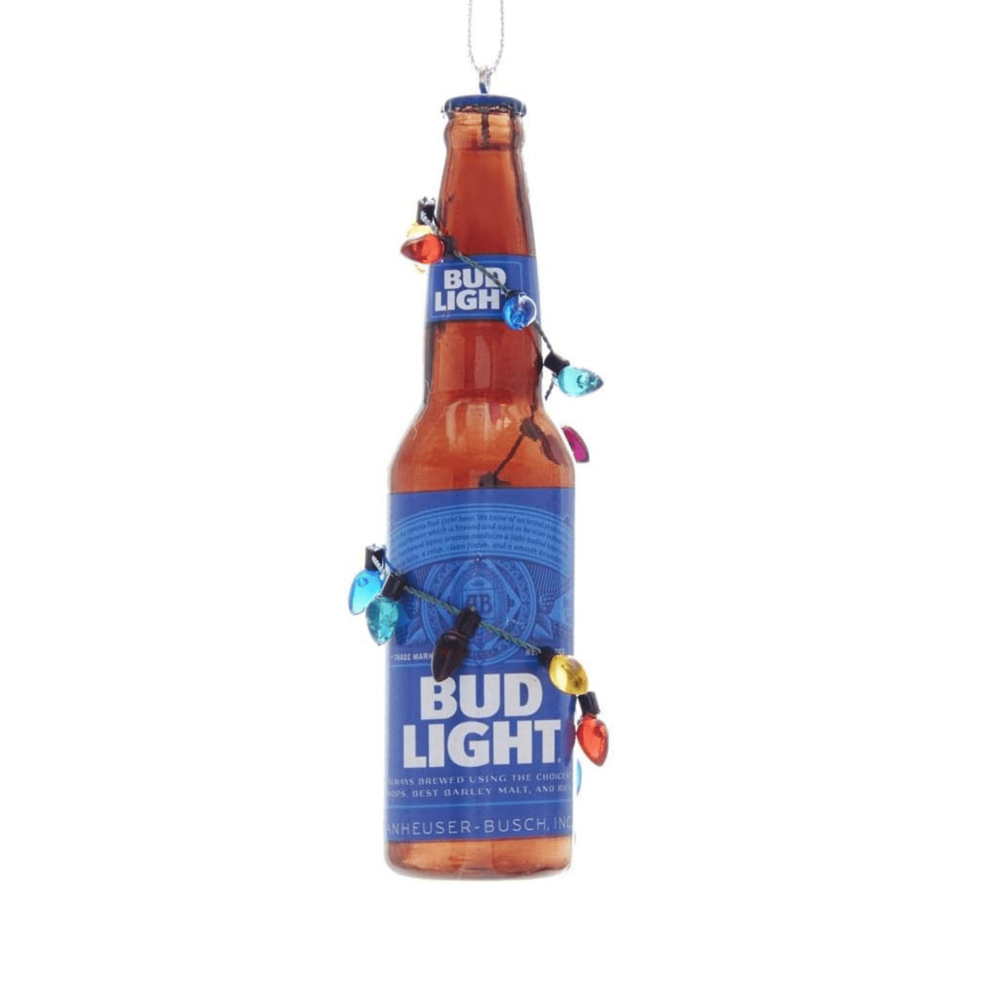 Budweiser® Bud Light Bottle with Christmas Bulbs Ornament – Acrylic, 4" - Tree Treasures