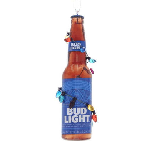 Budweiser® Bud Light Bottle with Christmas Bulbs Ornament – Acrylic, 4" - Tree Treasures