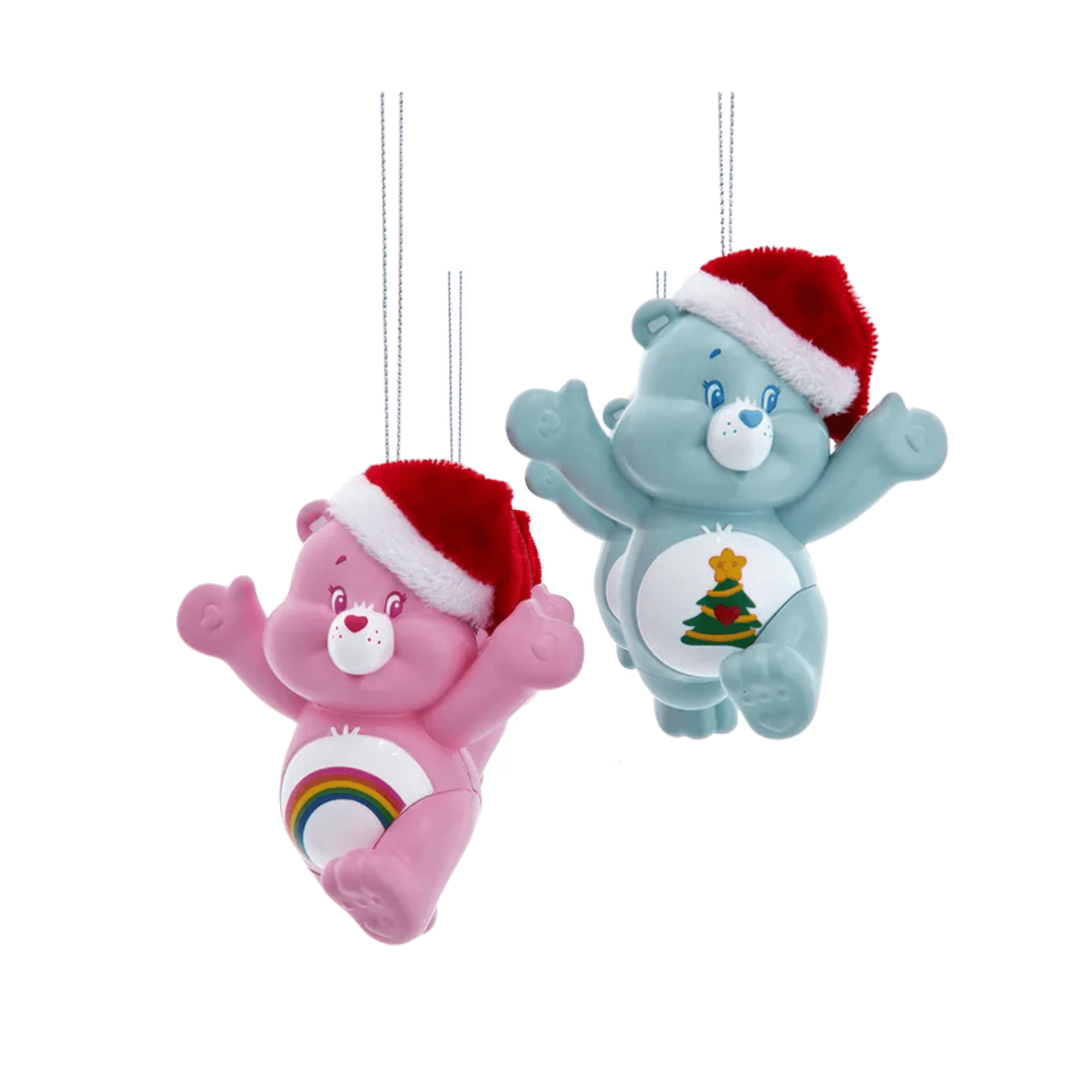 Care Bears With Santa Hat Ornaments, 2 Assorted – Cheerful Christmas Tree Decorations by Kurt Adler - Tree Treasures