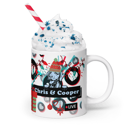 Chris & Cooper Christmas Mug – 20oz Lip - Sync Duo Holiday Mug – Funny Dog Creator Cup – Limited Christmas Edition - Tree Treasures