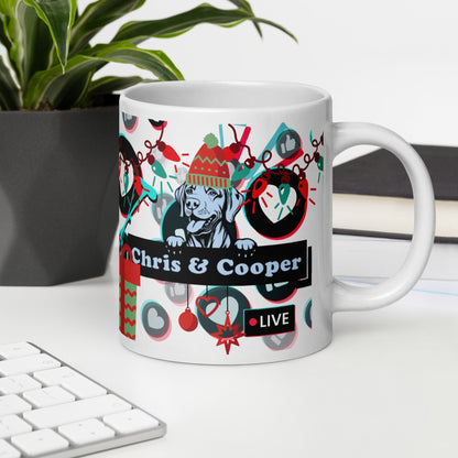 Chris & Cooper Christmas Mug – 20oz Lip - Sync Duo Holiday Mug – Funny Dog Creator Cup – Limited Christmas Edition - Tree Treasures