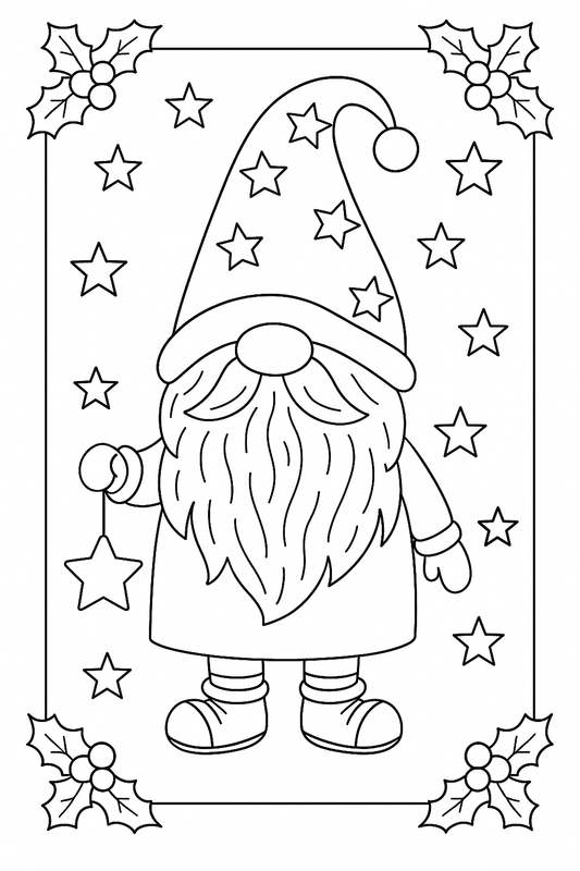 Christmas Gnome Coloring Pages – Printable Holiday Activity Pack for Kids - Tree Treasures