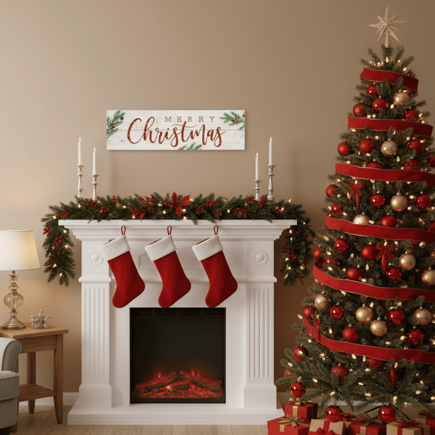 Christmas Trees Vintage Pallet Board Sign – 7"x24" Rustic Wooden Wall Décor with Keyhole for Hanging - Tree Treasures