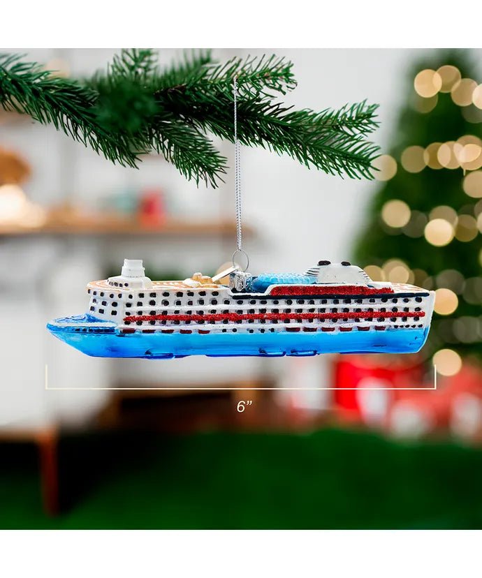 Cruise Ship Glass Ornament – 6 - Inch Noble Gems - Tree Treasures