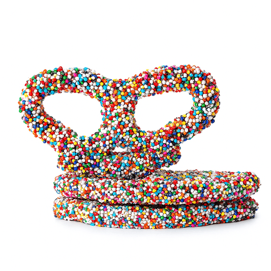 Dark Chocolate Nonpareil Pretzels - Tree Treasures