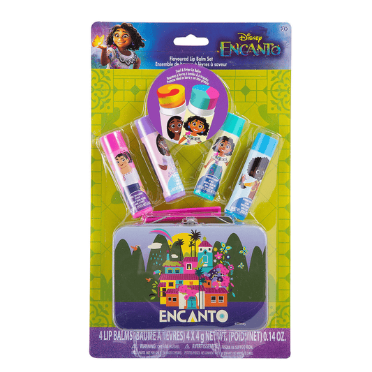 Disney’s Encanto Lip Balm Set with Tin – 4 Flavors, Kids Collectible Gift Pack - Tree Treasures