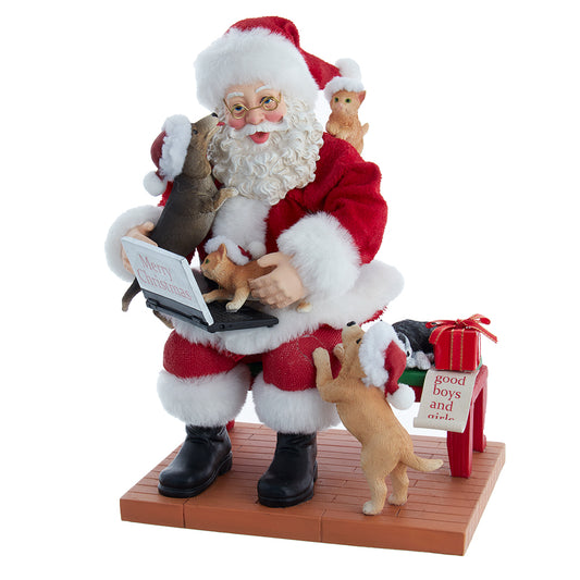 Santa with Laptop and Pets