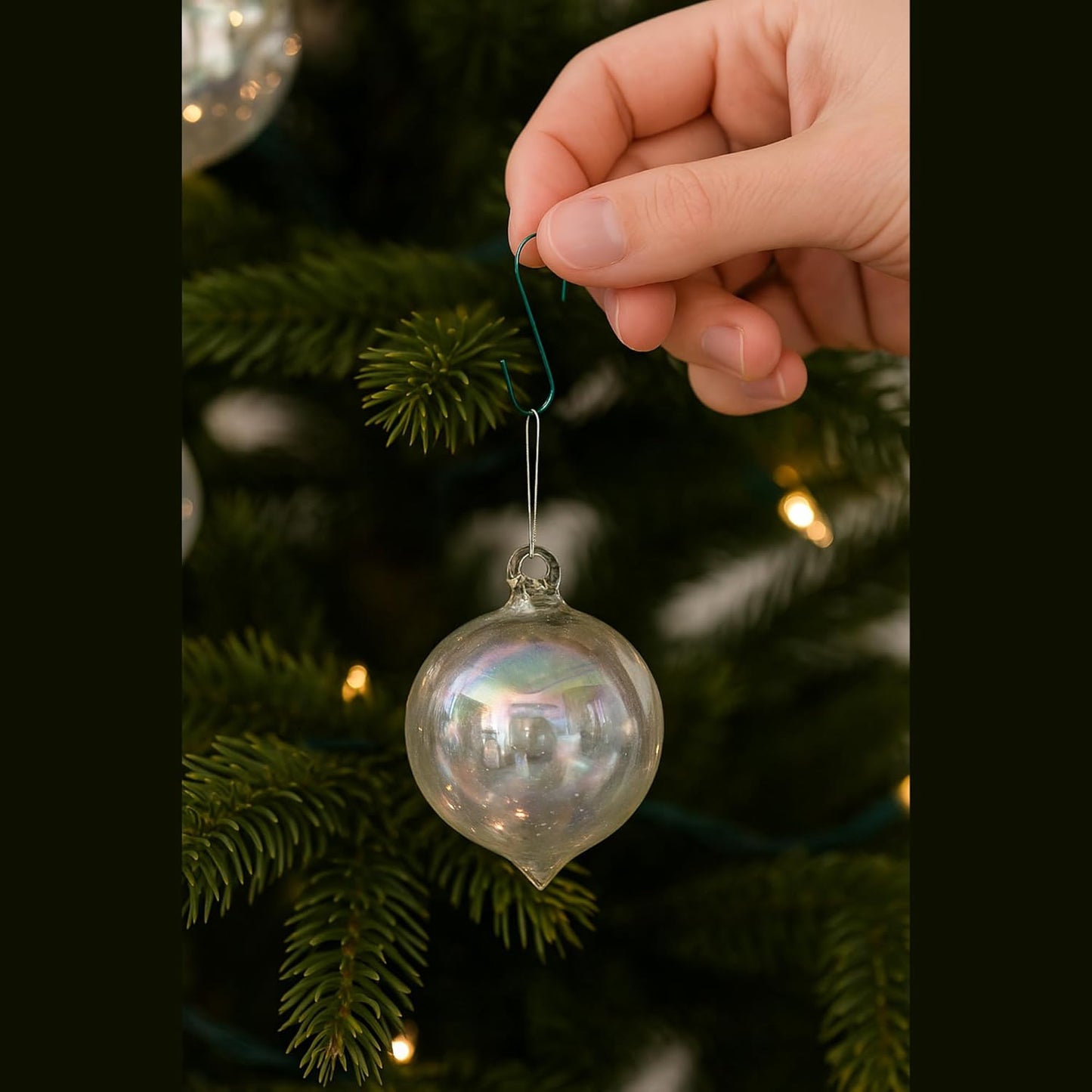First House Christmas Ornament Kit 2025 – Diamond Iridescent Balls, Glow Icicles & 100 Hooks | New Home Gift for Couples, Housewarming & Holiday Décor - Tree Treasures