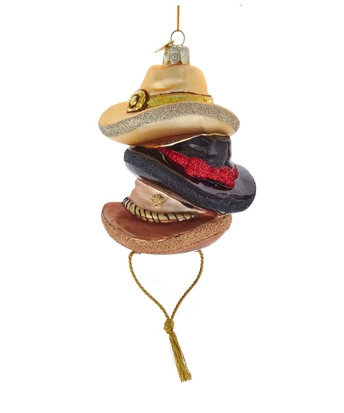 Glass Stacked Western Hats Ornament – Noble Gems - Tree Treasures