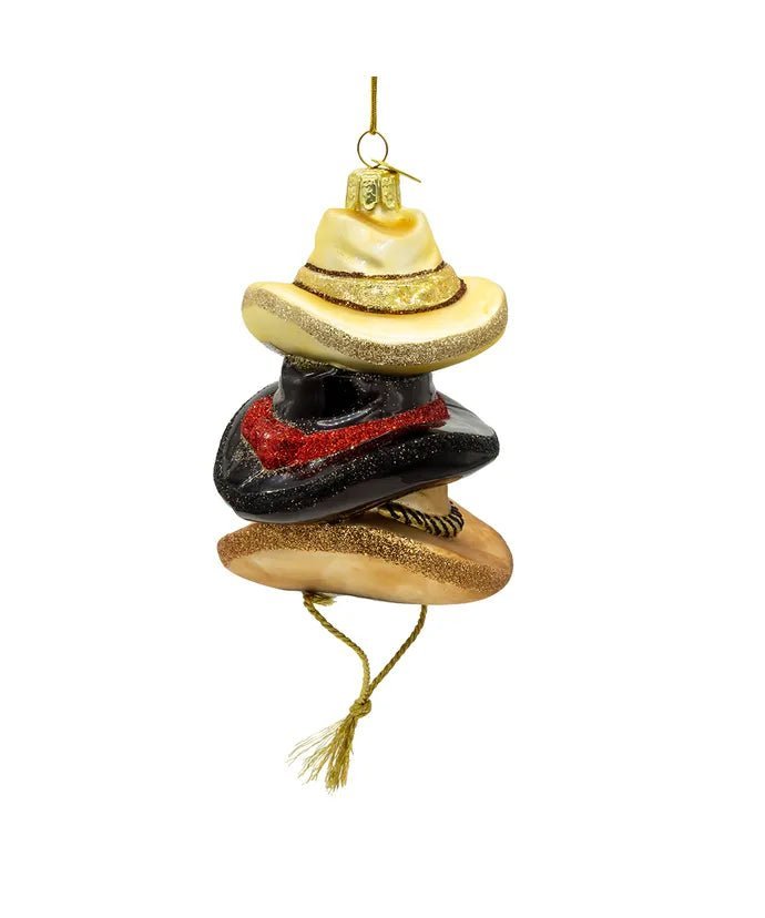 Glass Stacked Western Hats Ornament – Noble Gems - Tree Treasures