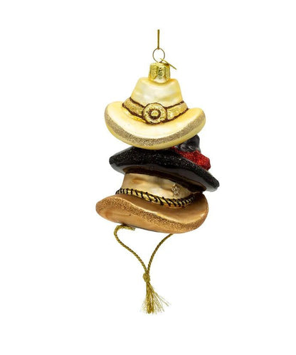 Glass Stacked Western Hats Ornament – Noble Gems - Tree Treasures