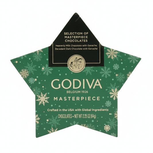 GODIVA Masterpiece Holiday Star Ornament 2.25 oz – Premium Assorted Chocolates - Tree Treasures