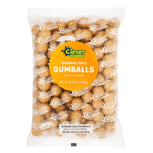 Gold Shimmer Gumballs 1 Inch – Bulk 120 Count – Mixed Fruit Flavor Bubble Gum Balls for Gumball Machine & Classy Party Buffets - Tree Treasures