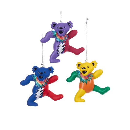 Grateful Dead™ Dancing Bear Ornaments, 3 Assorted – Colorful Holiday Décor by Kurt Adler - Tree Treasures