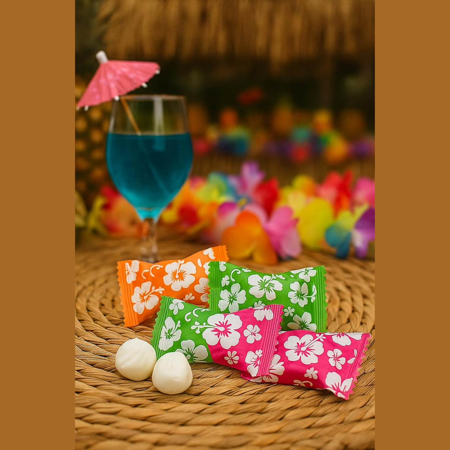 Hibiscus Buttermints 216ct – Hawaii Candy for Hawaiian Party, Beach Themed Candy Buffet, Moana Party Favors, Tropical Aloha Mints, Buttermints Individually Wrapped in Bulk - Tree Treasures