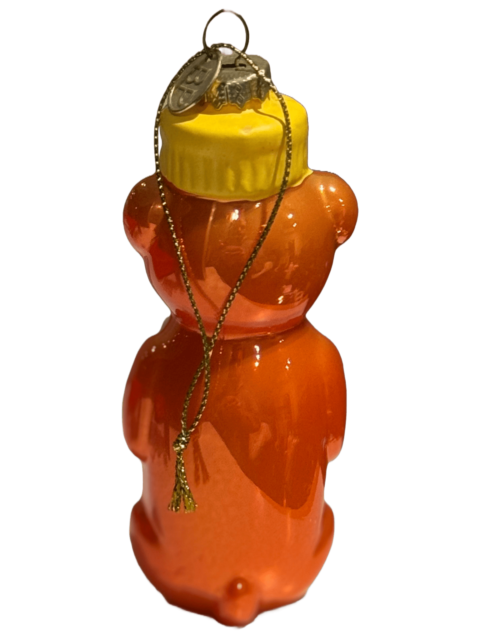 Honey Bear Glass Christmas Ornament – Hand - Painted Blown Glass with Hanging Cord - Tree Treasures