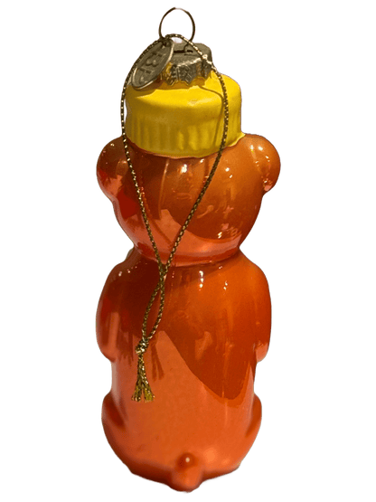 Honey Bear Glass Christmas Ornament – Hand - Painted Blown Glass with Hanging Cord - Tree Treasures