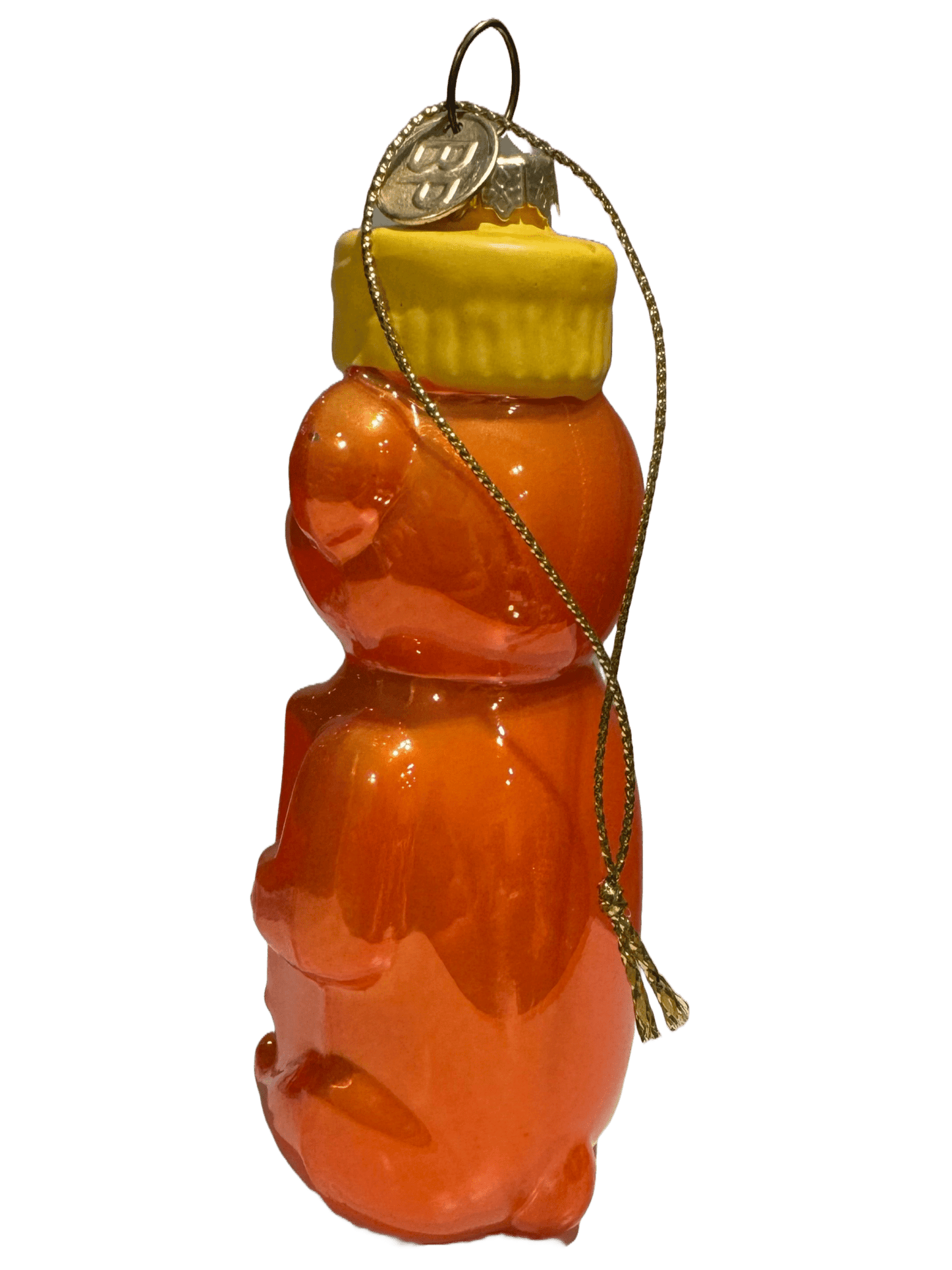 Honey Bear Glass Christmas Ornament – Hand - Painted Blown Glass with Hanging Cord - Tree Treasures