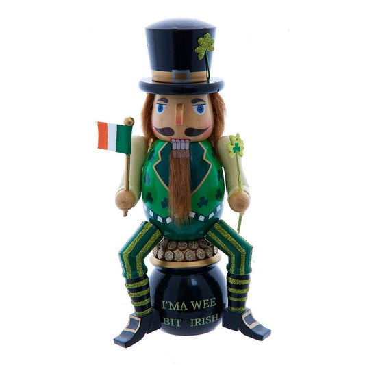 I’m a Wee Bit Irish” Nutcracker on Pot o’ Gold – Holiday Table Decor - Tree Treasures