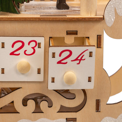8.25" LED ADVENT CALENDAR SANTA SLED WITH BY KURT ADLER