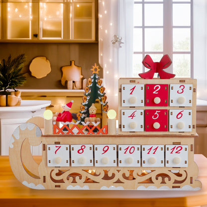 8.25" LED ADVENT CALENDAR SANTA SLED WITH BY KURT ADLER