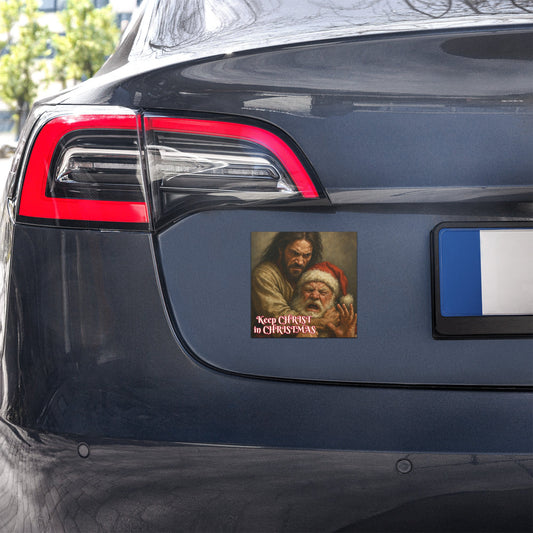 Keep CHRIST in CHRISTMAS Magnet – Funny Religious Christmas Satire Gift – Jesus vs Santa Gag - Tree Treasures
