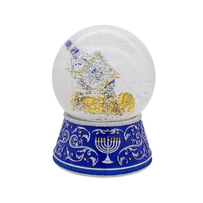 Kurt Adler 100MM Wind Up Musical Hanukkah Water Globe – Dreidel and Gold Coin Design, Plays “Dreidel, Dreidel” - Tree Treasures