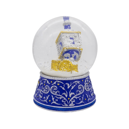 Kurt Adler 100MM Wind Up Musical Hanukkah Water Globe – Dreidel and Gold Coin Design, Plays “Dreidel, Dreidel” - Tree Treasures