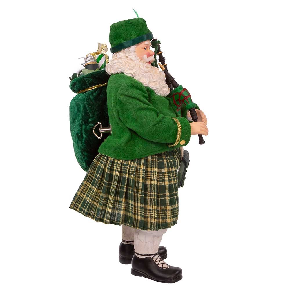 Kurt Adler 10.5" Fabriché™ Musical Irish Bagpiper Santa - Tree Treasures