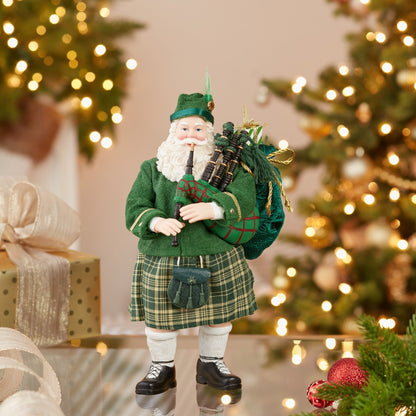 Kurt Adler 10.5" Fabriché™ Musical Irish Bagpiper Santa - Tree Treasures