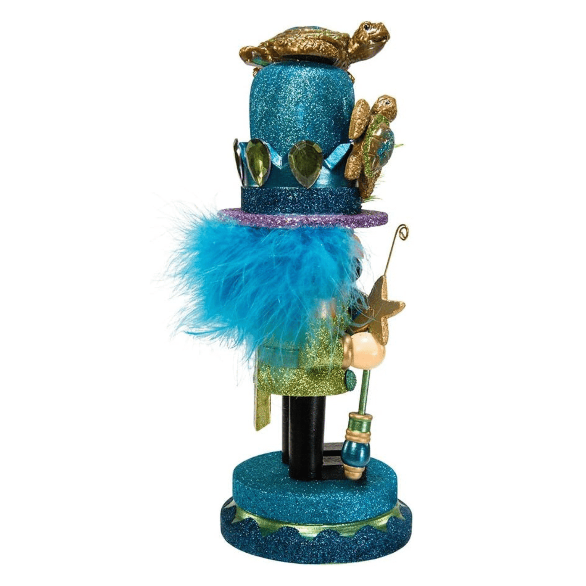 Kurt Adler 11" Hollywood Nutcracker with Sea Turtle Hat – Coastal Christmas Decor - Tree Treasures