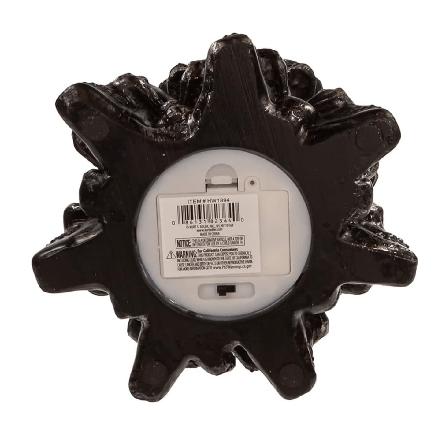 Kurt Adler 11.5" Battery - Operated Bat on Skull Table Piece – Halloween Décor - Tree Treasures