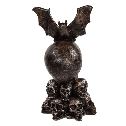 Kurt Adler 11.5" Battery - Operated Bat on Skull Table Piece – Halloween Décor - Tree Treasures